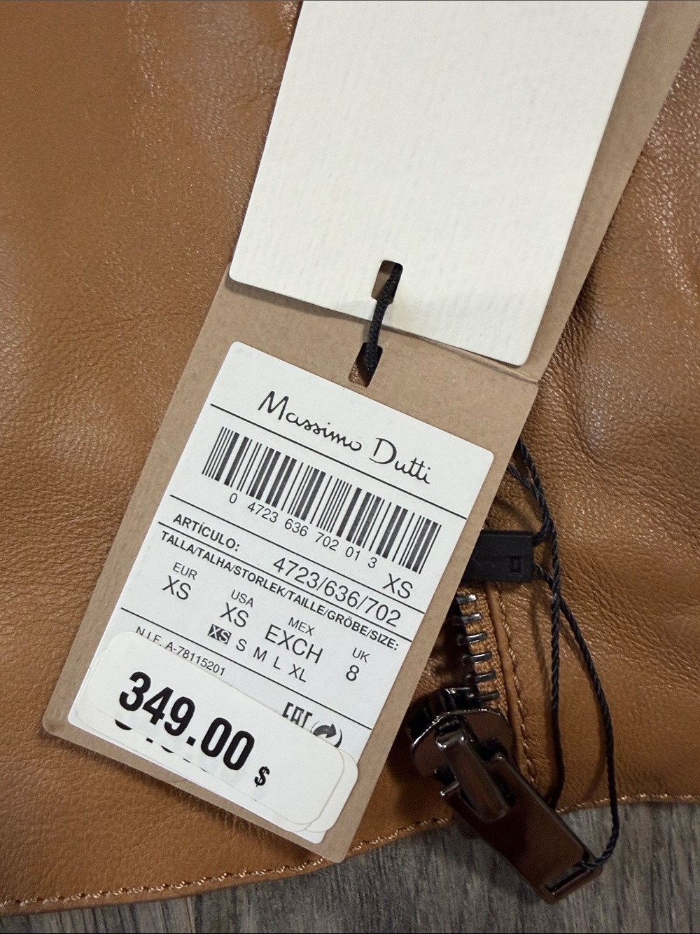 Classic Asymmetric Zip Leather Jacket - Tan - Picture 7 of 14